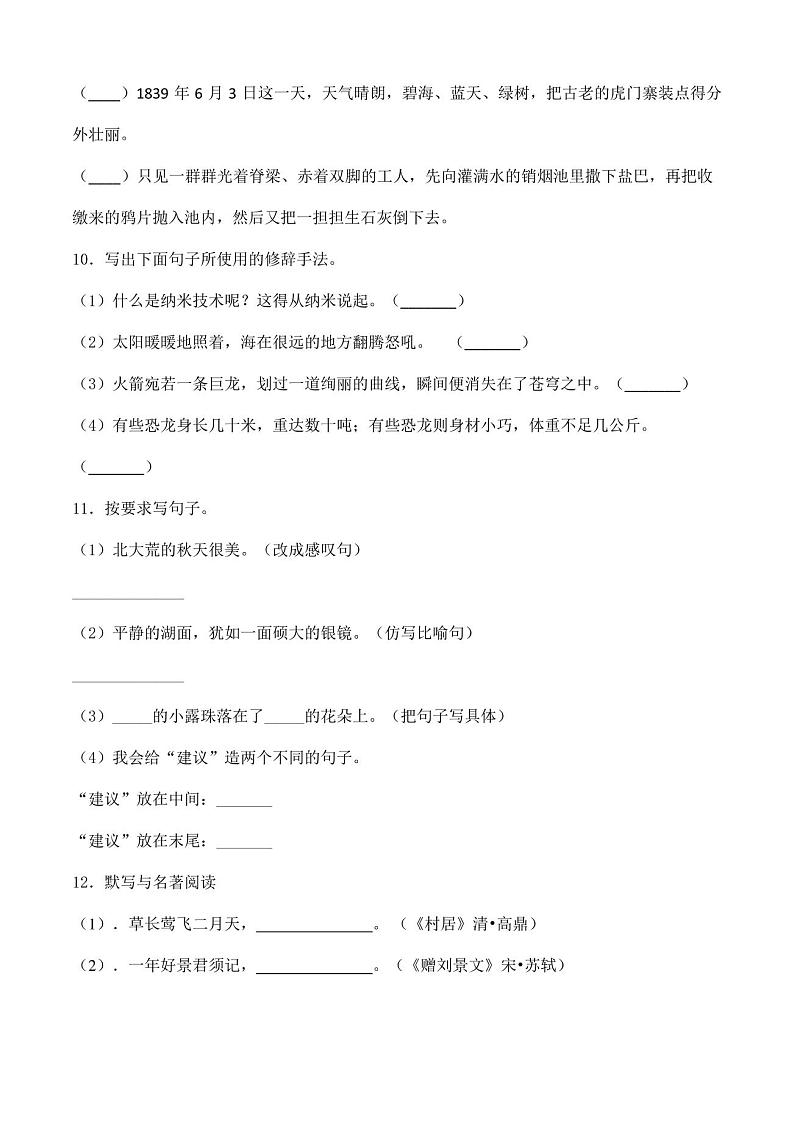 2020部编版小升初语文试卷(含答案解析)第3页