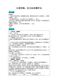 小学语文人教部编版二年级下册口语交际：长大以后做什么教案设计