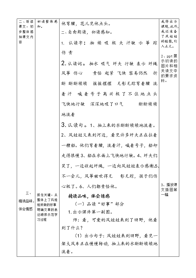 部编版语文二年级上册 24 风娃娃(4)（教案）第2页