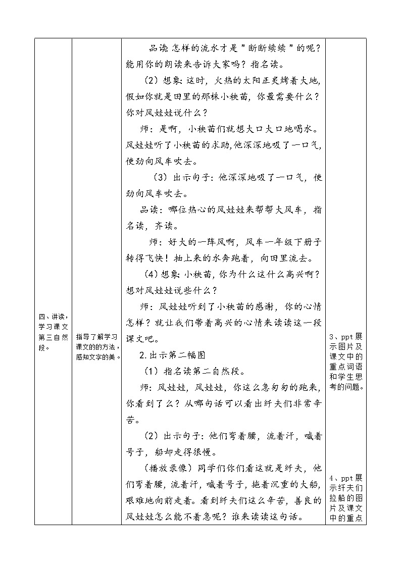 部编版语文二年级上册 24 风娃娃(4)（教案）第3页