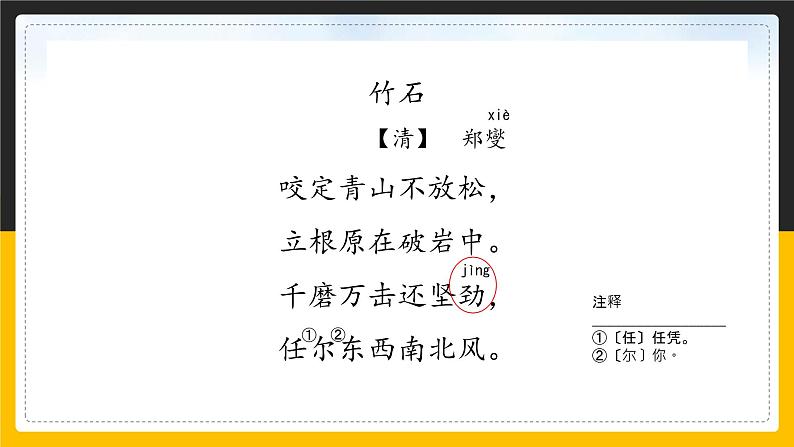 语文部编版六年级下册 10.3古诗三首之竹石 课件2第5页