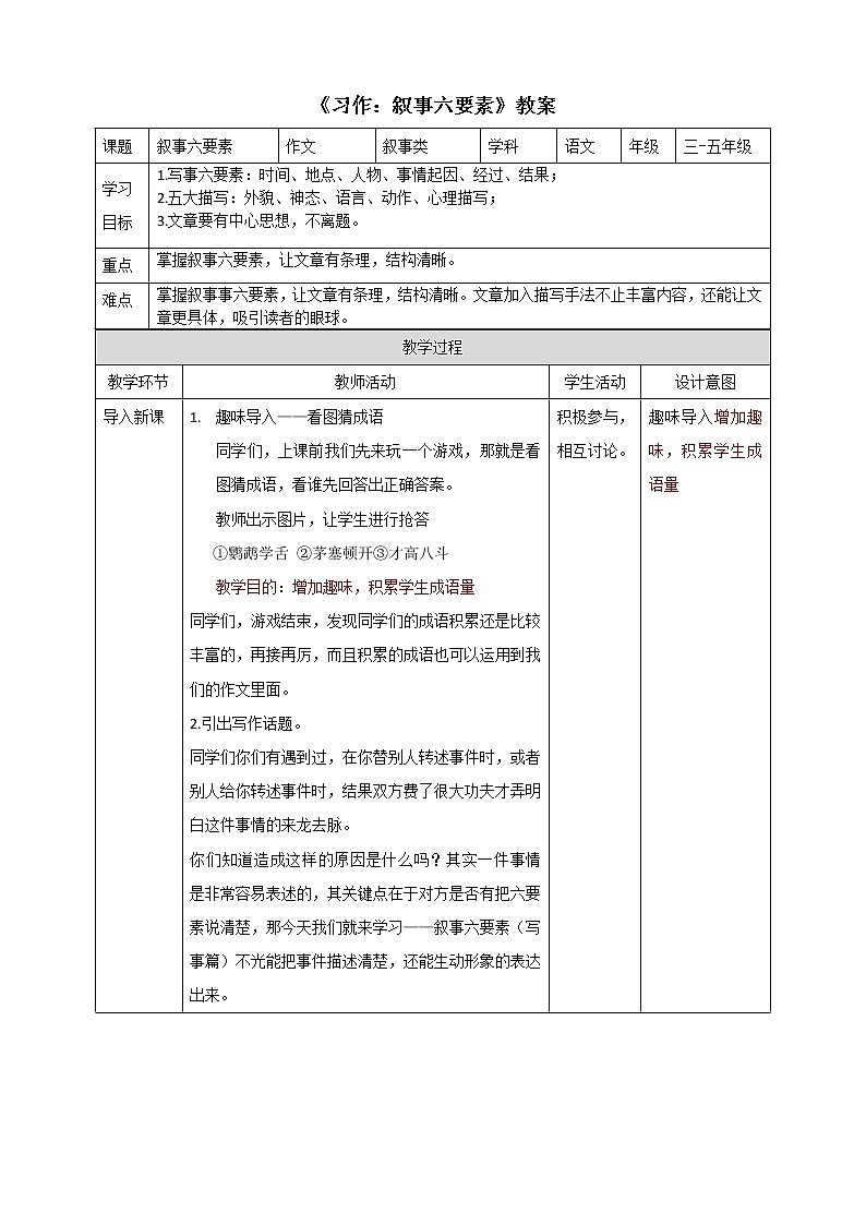 写作秘诀—叙事六要素课件ppt+教案01