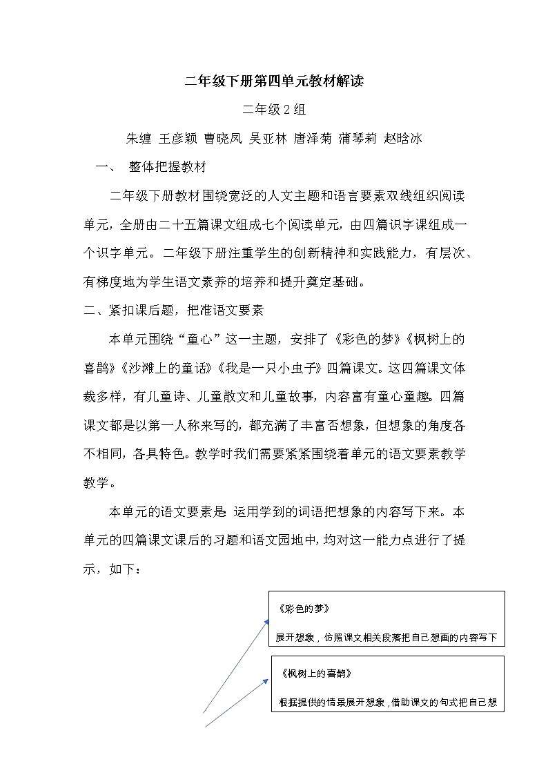 二年级下册第四单元整体解读学案01