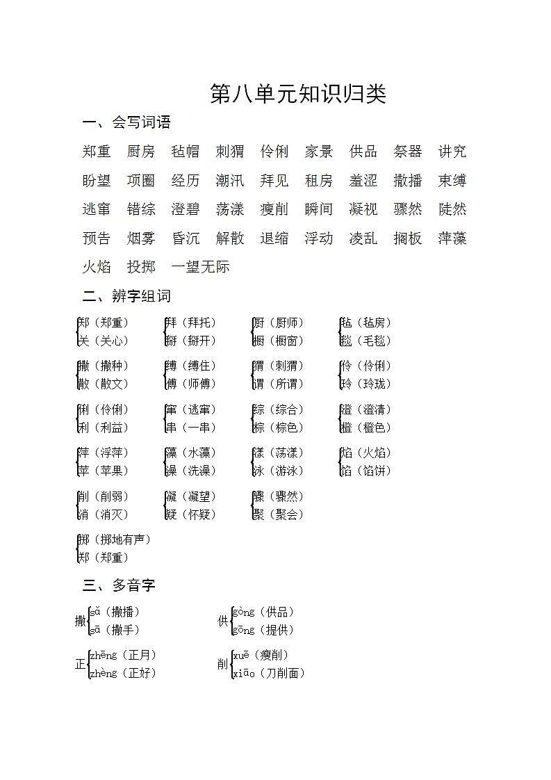 部编版语文六上 语文园地八  课件+教案+单元知识归纳+单元测评01