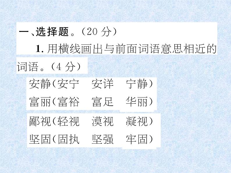 小升初语文总复习精练课件－第3章 词语 复习检测｜人教新课标 (共30张PPT)02