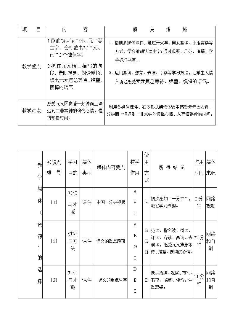 部编版小学语文一年级下册16《一分钟》（教案）02