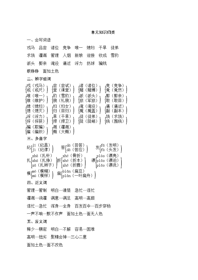 部编版语文四上  语文园地八  课件PPT+教案+练习+单元知识归纳+单元测评01