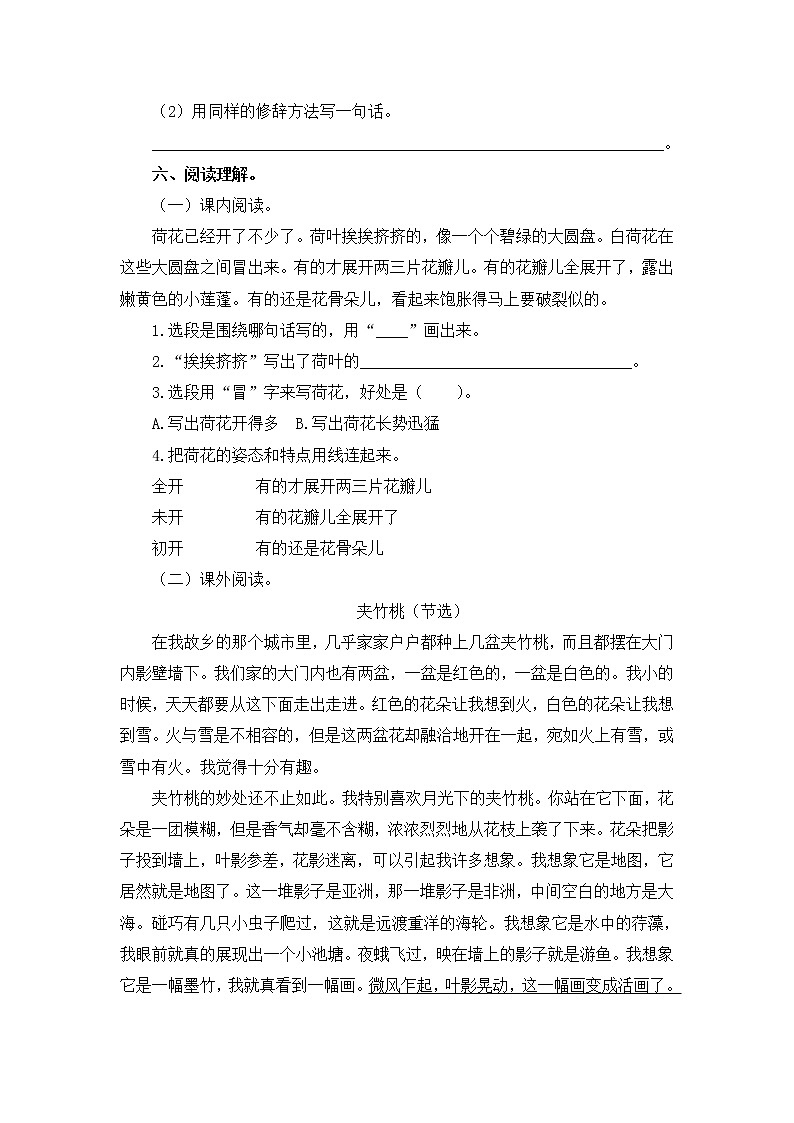 人教版语文三年级下册3.《荷花》课后作业第2页