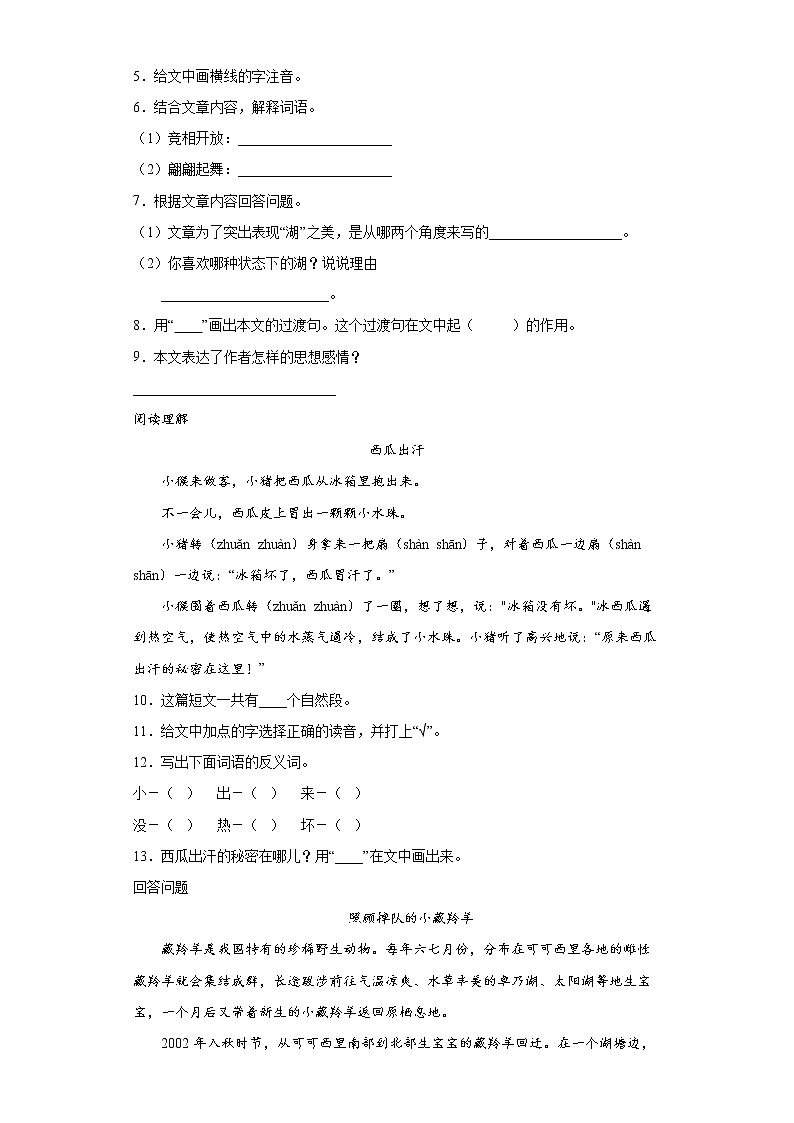 小升初+课内外阅读语段专项（二）（试题）-2021-2022学年语文六年级下册02