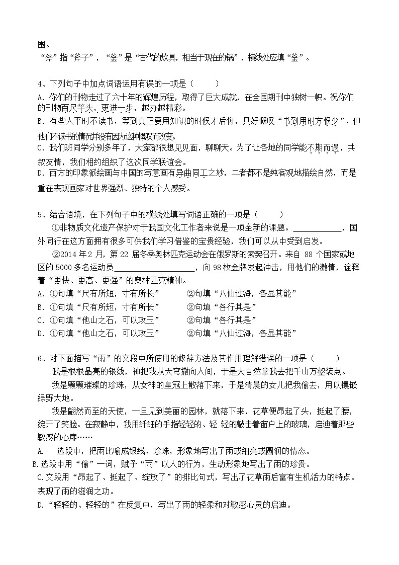 试题2022年小升初语文基础知识讲练（无答案）第2页