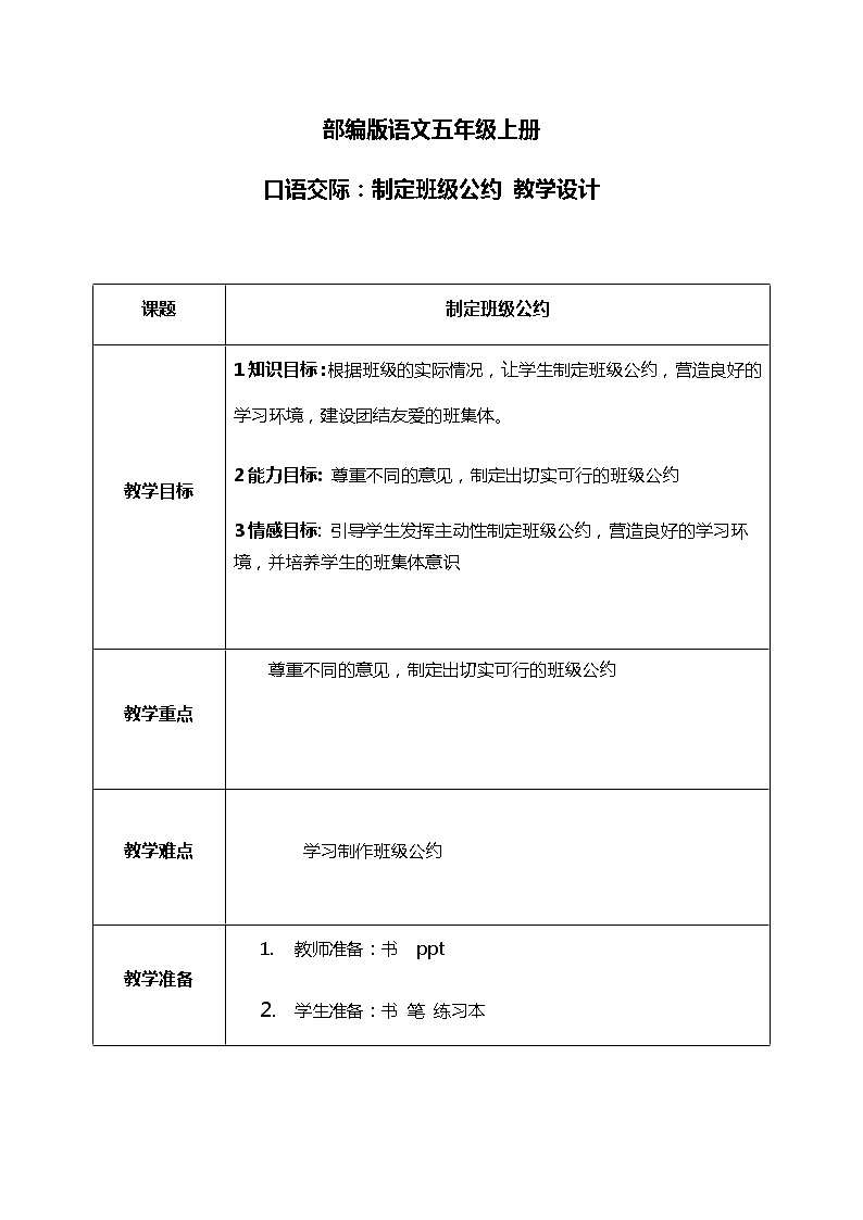 口语交际：制定班级公约 课件+教案+导学单01