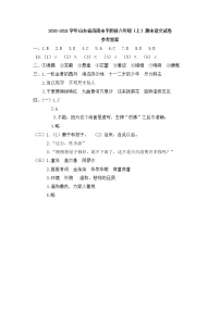 2020-2021学年山东省济南市平阴县六年级（上）期末语文试卷参考答案