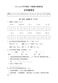 统编版小学语文五年级下册期中模拟考试A卷（有答案）