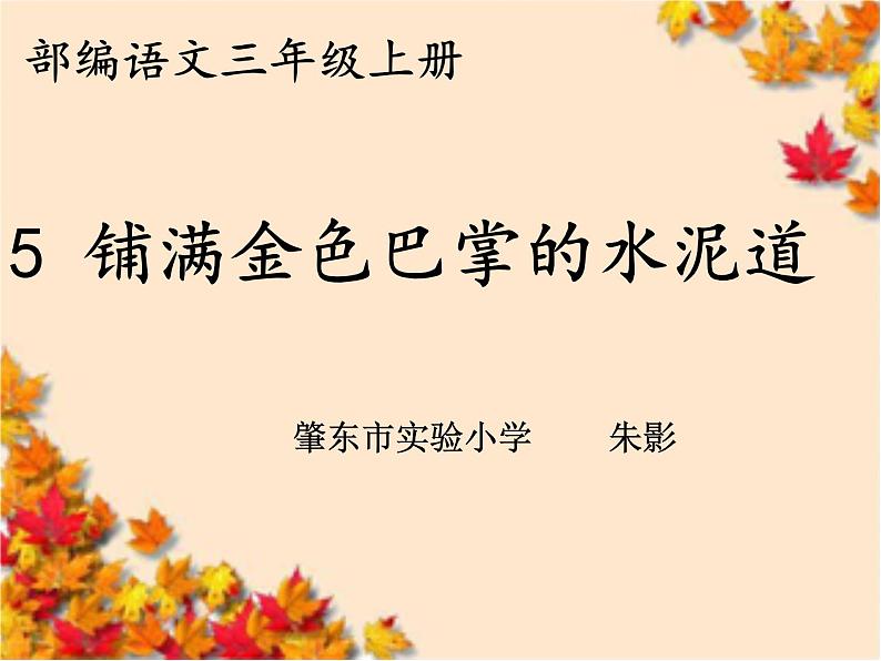 小学语文 人教课标版（部编）三年级上册 5 铺满金色巴掌的水泥道  课件第1页