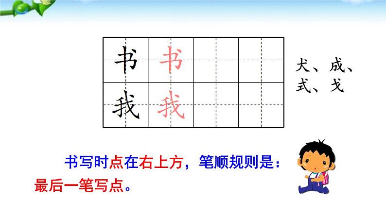 小学语文 人教课标版（部编） 一年级上册 字词句运用+书写提示 语文园地四：书写提示、日积月累 优课 课件第3页