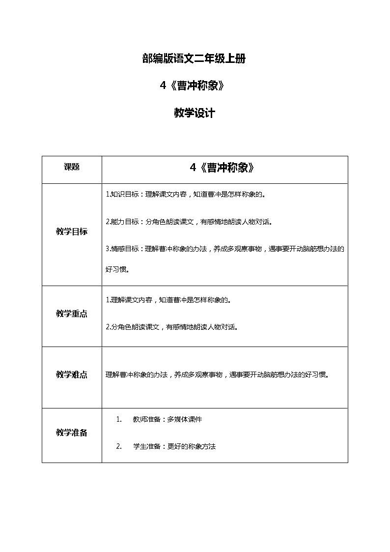 4.《曹冲称象》（第二课时） 课件+教案+同步练习01