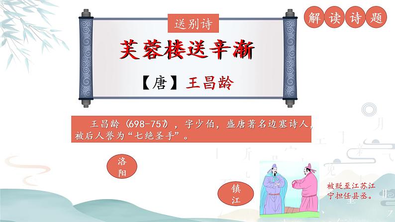 部编版语文四年级下册第七单元22课古诗三首《芙蓉楼送辛渐》课件ppt第6页