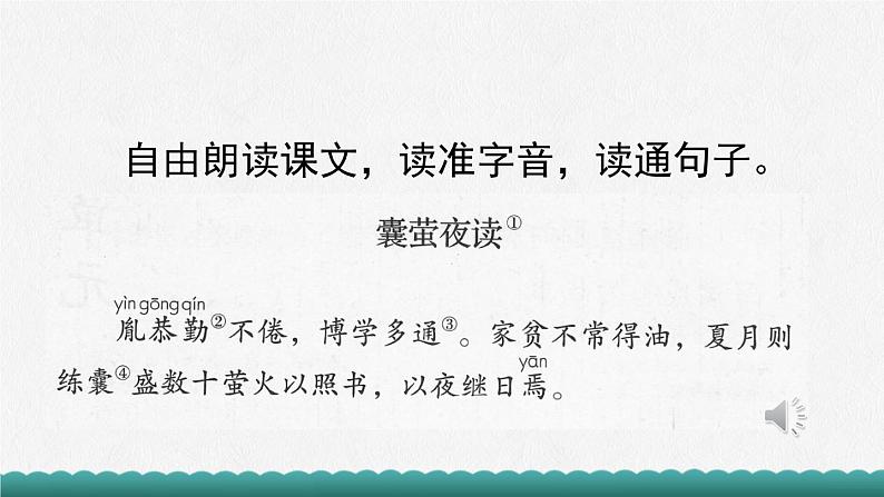 部编版语文四年级下册第六单元18课文言文二则《囊萤夜读》课件ppt07