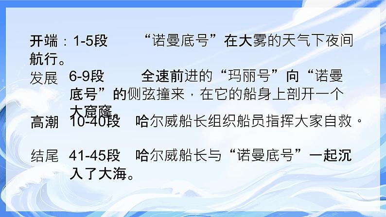 部编版语文四年级下册第七单元23课《“诺曼底号”遇难记》（第一课时）课件ppt第8页