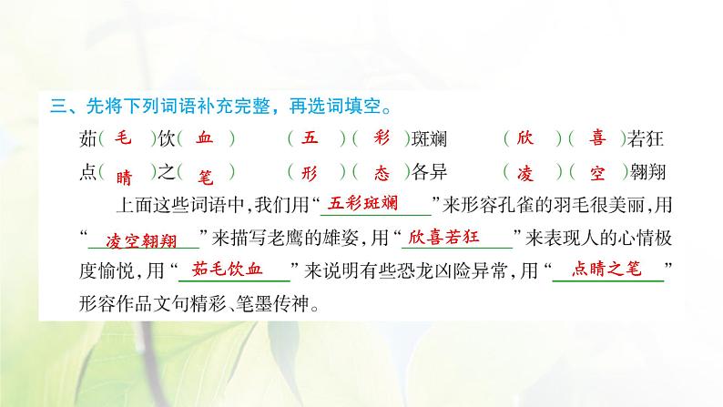 人教版语文四年级下册(部编版)第二单元作业PPT课件03