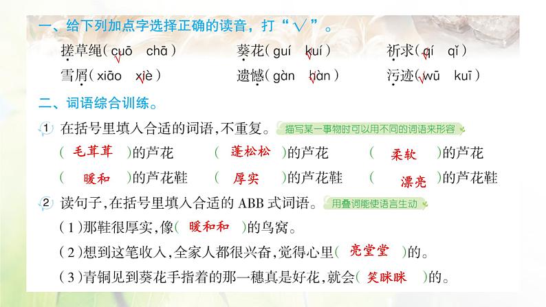 人教版语文四年级下册(部编版)第六单元作业PPT课件02