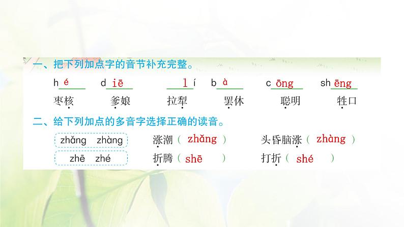 人教版语文三年级下册(部编版)第八单元作业PPT课件02