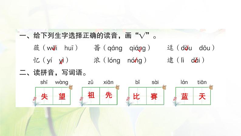 人教版语文二年级下册(部编版)第八单元作业PPT课件02