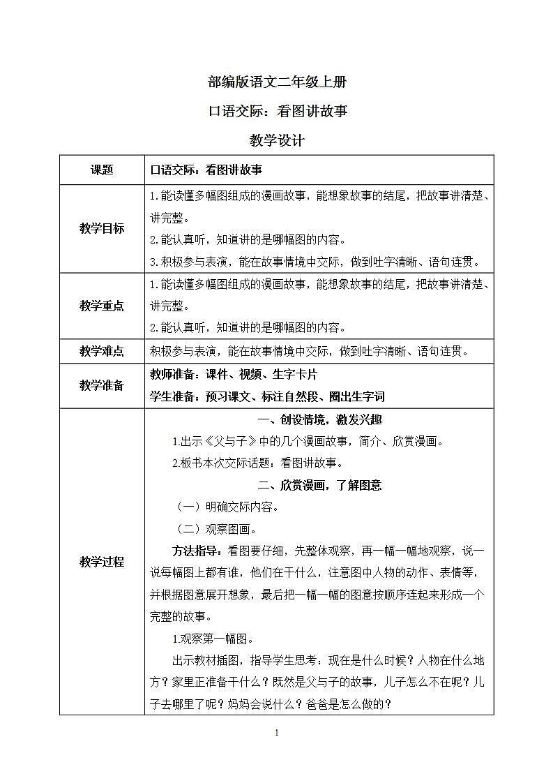 部编版语文二年级上册  口语交际：看图讲故事  课件PPT+教案01