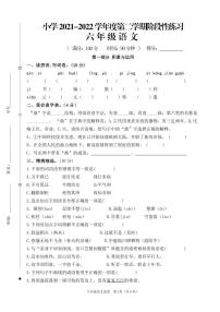 江苏省宿迁市实验学校2021-2022学年六年级下学期阶段性练习（期中）语文试卷（无答案）