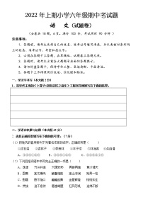 湖南省怀化市通道县2021-2022学年六年级下学期期中考试语文试题（含答案）