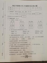 河南省南阳市南召县2021-2022学年三年级下学期期中练习语文试题（无答案）