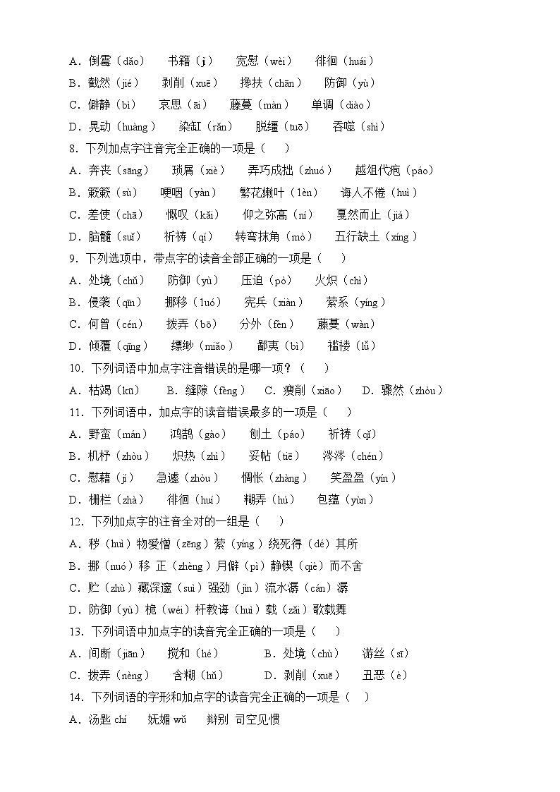 2022年小升初语文复习专项-字音辨析第2页