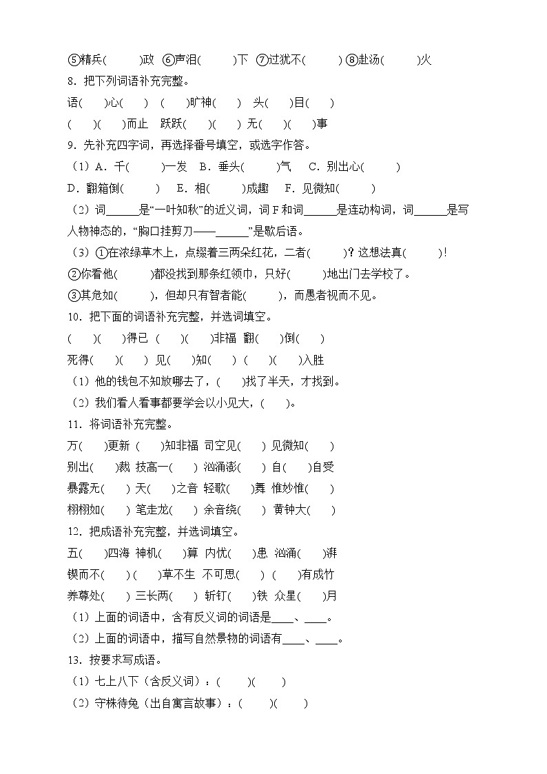 2022年小升初语文复习专项-词语积累第2页