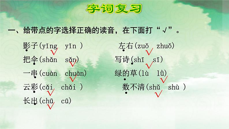 部编版小学语文一年级上册第六单元知识点复习课件03