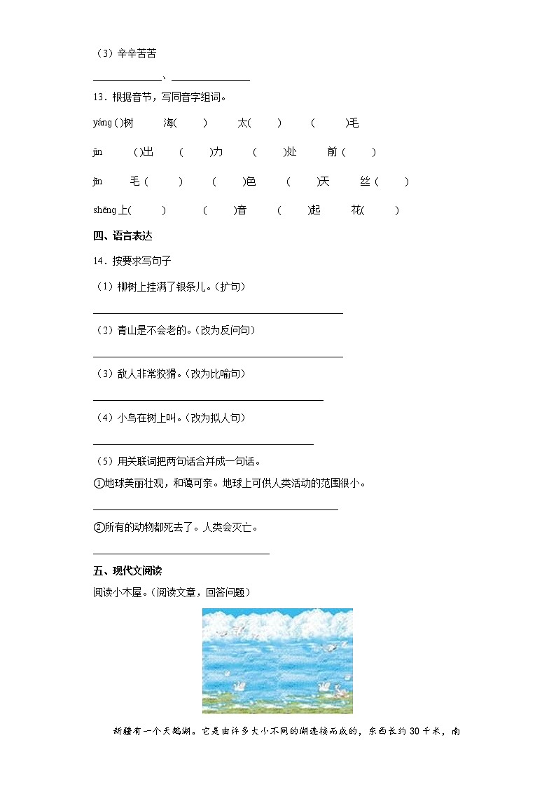 部编版小学语文小升初练习试题（五）（全国通用）第3页