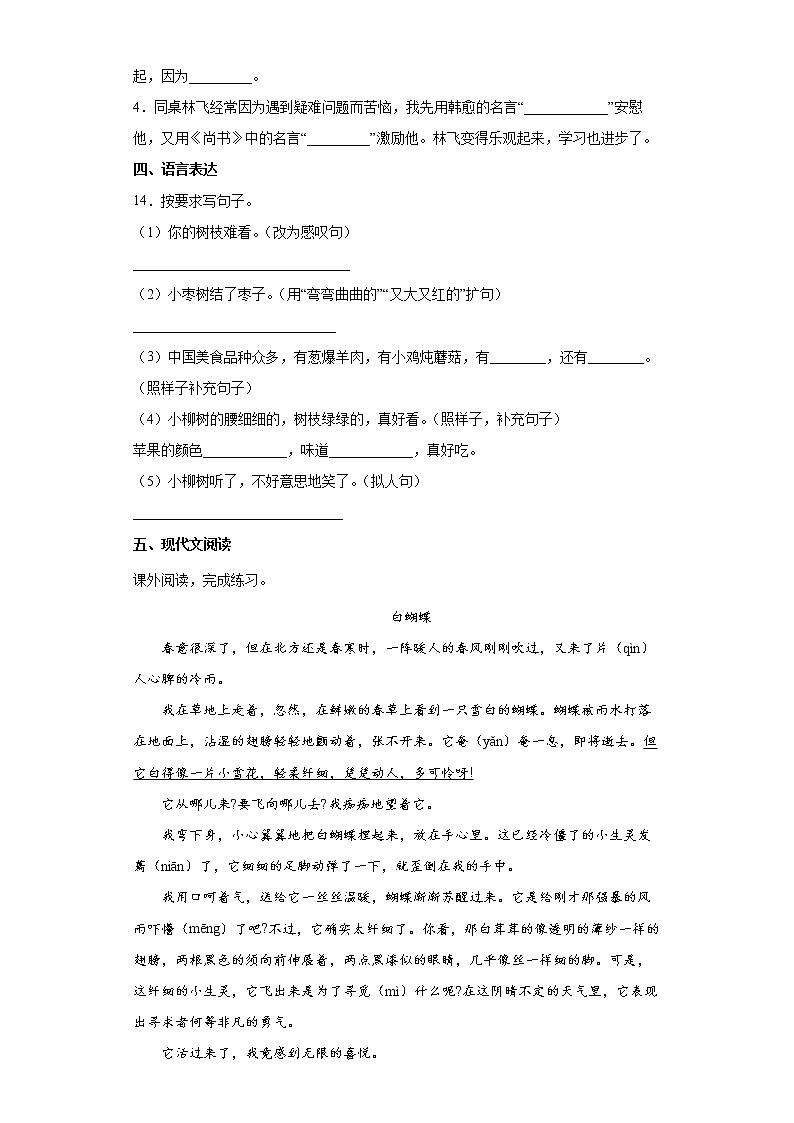 部编版小学语文小升初练习试题（二）（全国通用）第3页