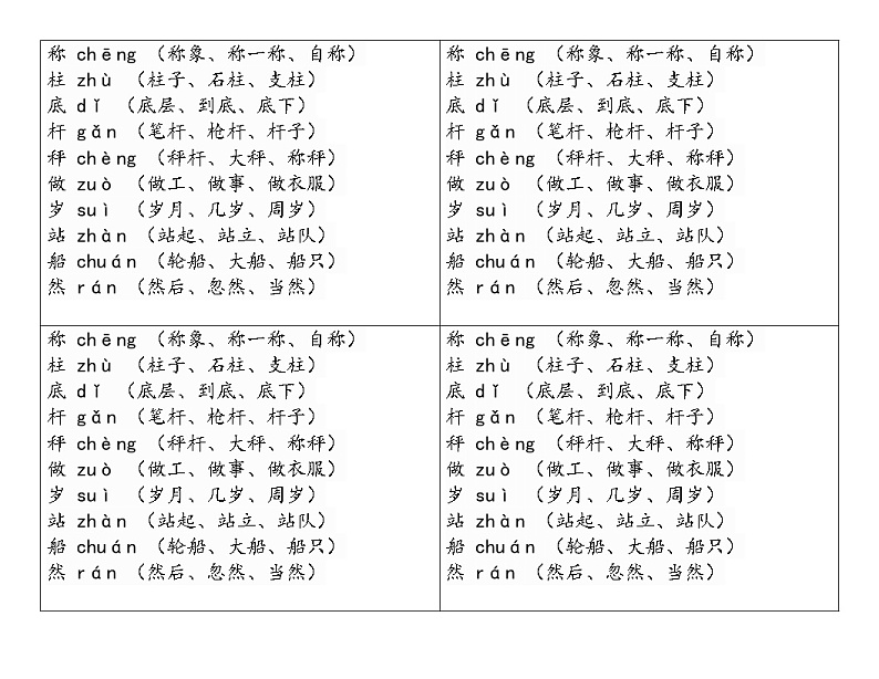 4 曹冲称象 生字词语01
