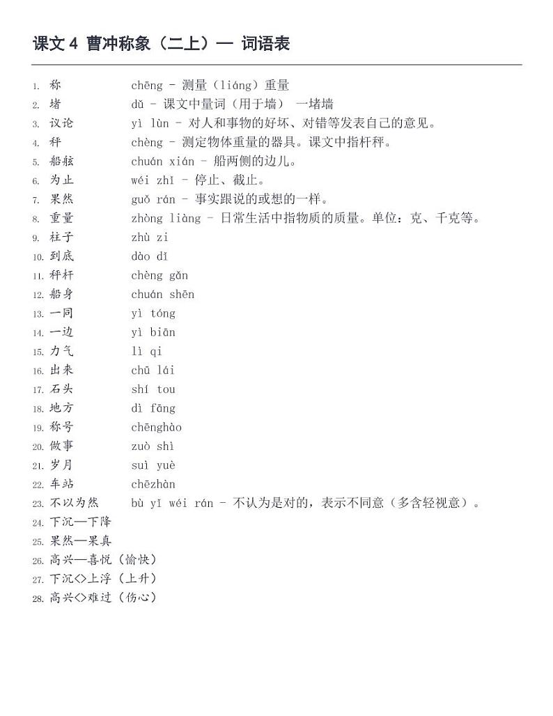 4 《曹冲称象》词语表01