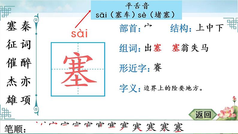 部编版四年级语文上册 21 古诗三首 生字笔顺 课件(共11张PPT)第2页