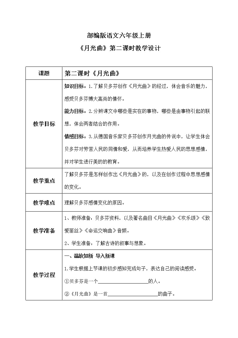 六年级上册《月光曲》第二课时课件PPT+教案+练习（含音视频素材）01