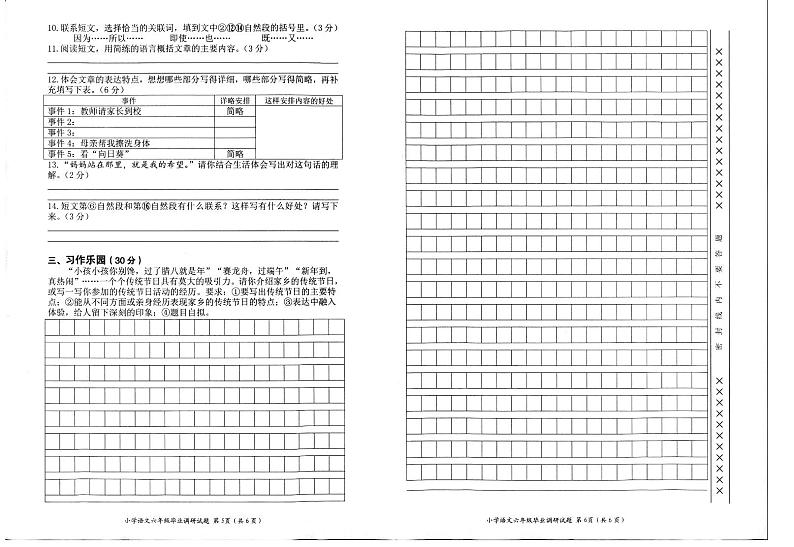【真题】重庆市渝北区语文六年级下学期期末考试2020-2021学年（部编版，无答案，PDF版）第2页