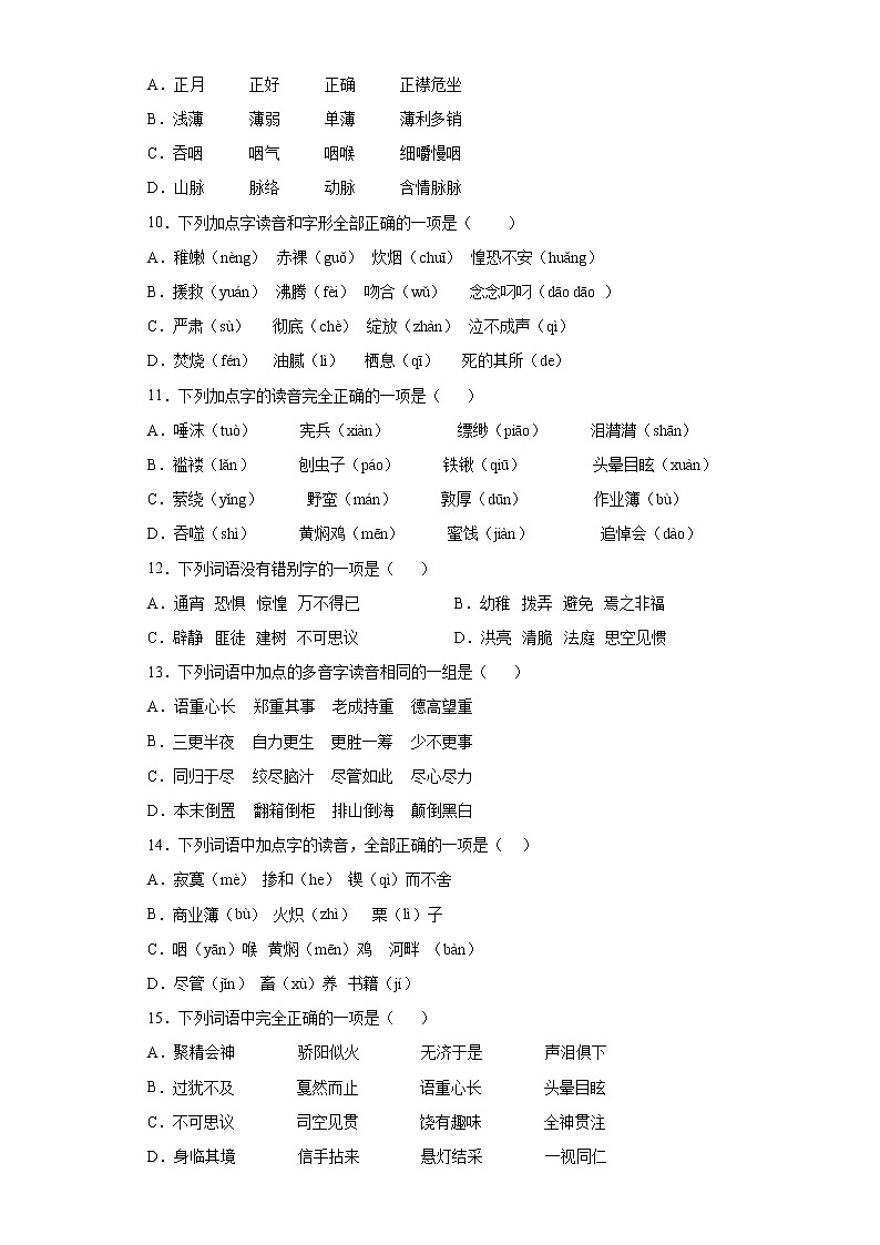 字音字形复习与强化练习（试题）-2021-2022学年语文六年级下册（含答案）第2页