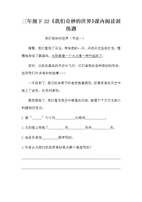 小学语文人教部编版三年级下册22 我们奇妙的世界随堂练习题