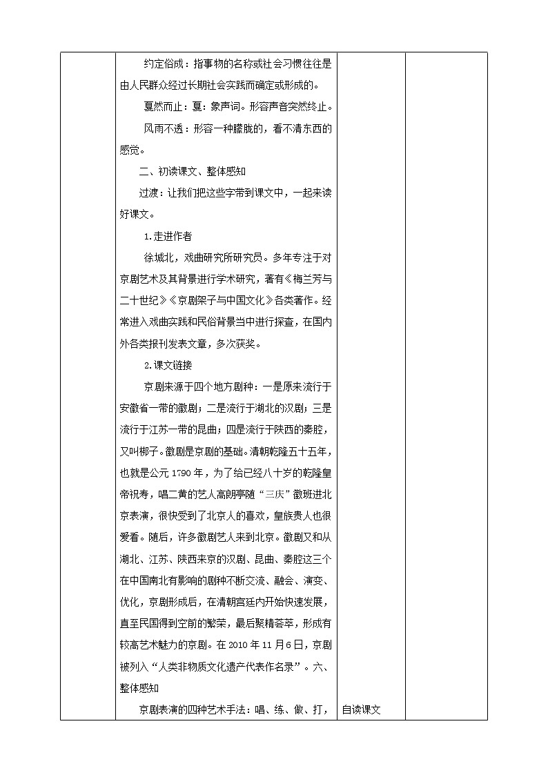 小学语文六年级上册《京剧趣谈》教学设计（共1课时）第3页