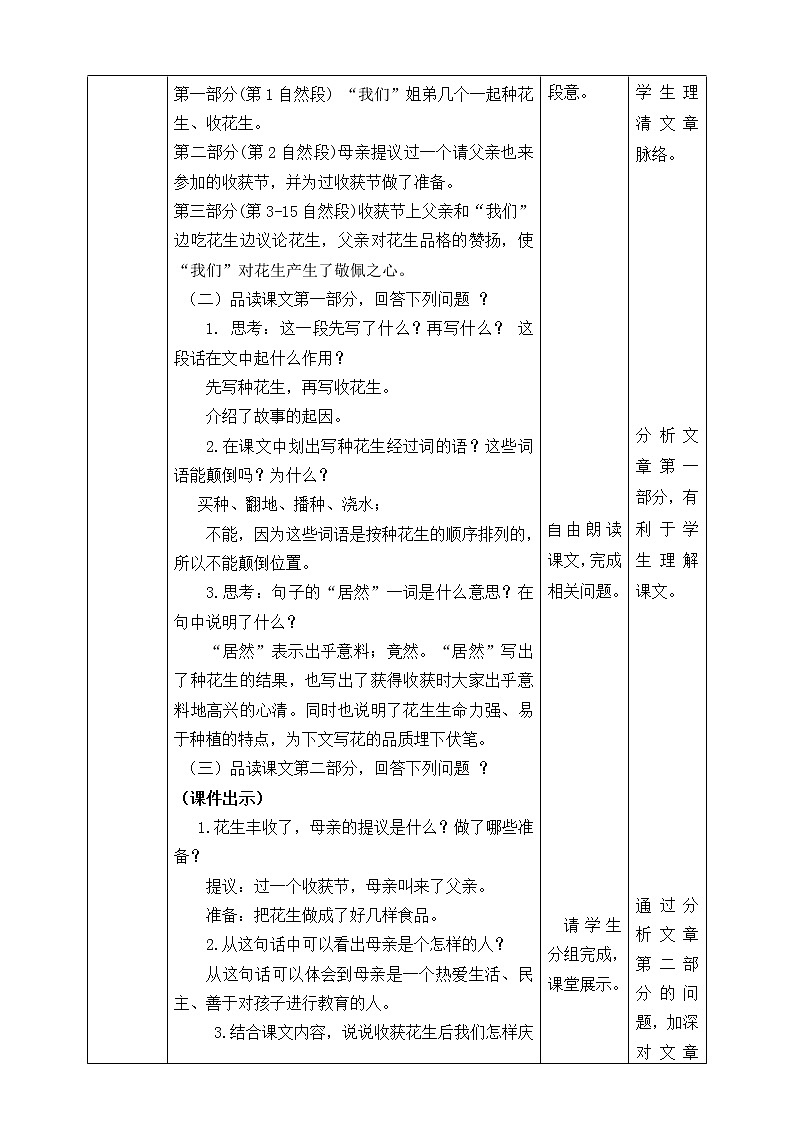 部编版五级上册2.落花生第二课时教学设计第2页