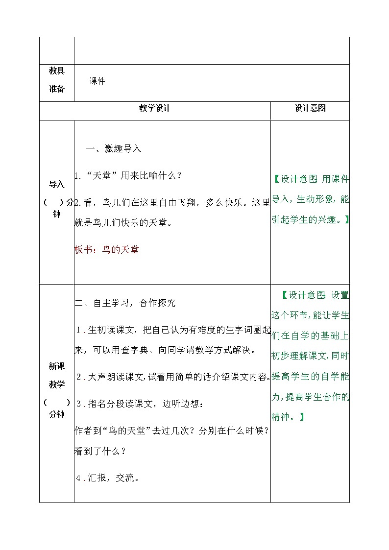五年级上册语文教案-鸟的天堂（人教部编版）02