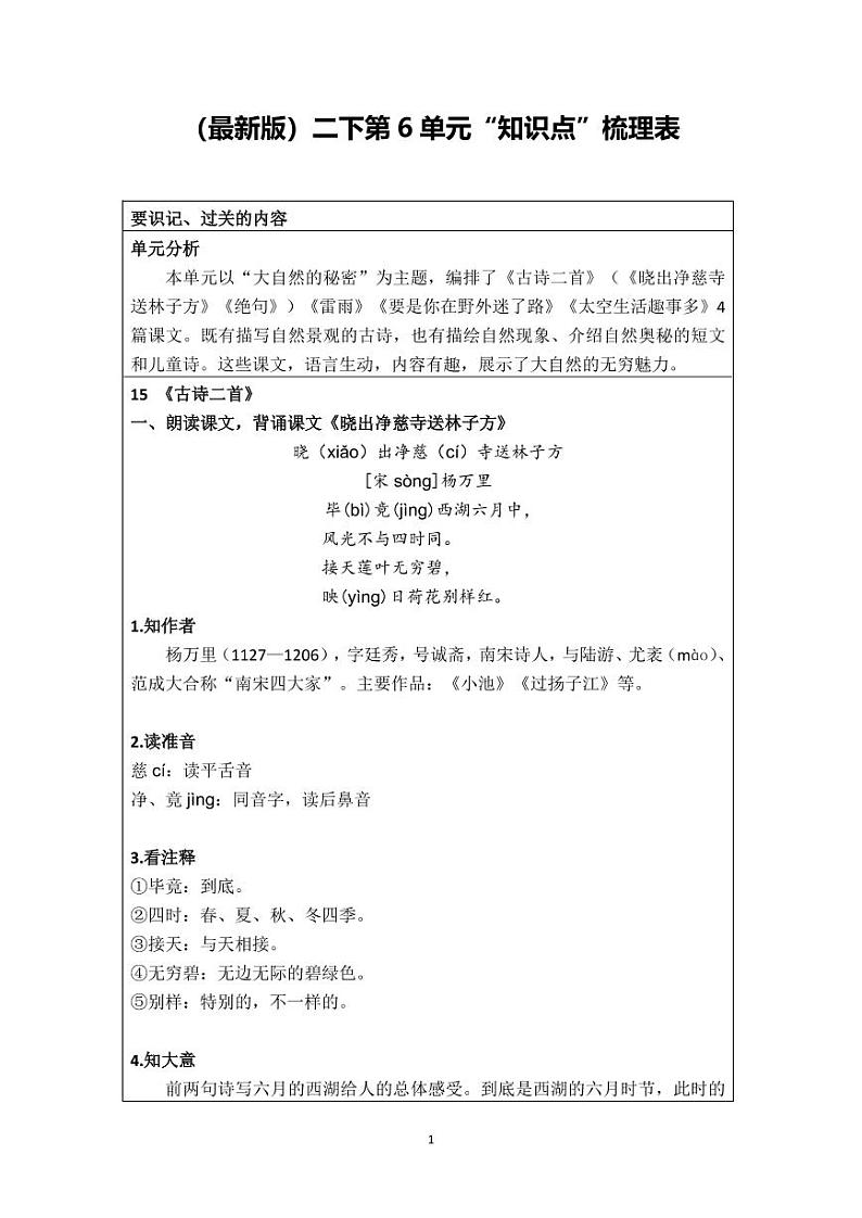 部编版小学语文二年级·下册  课文5 知识点第1页