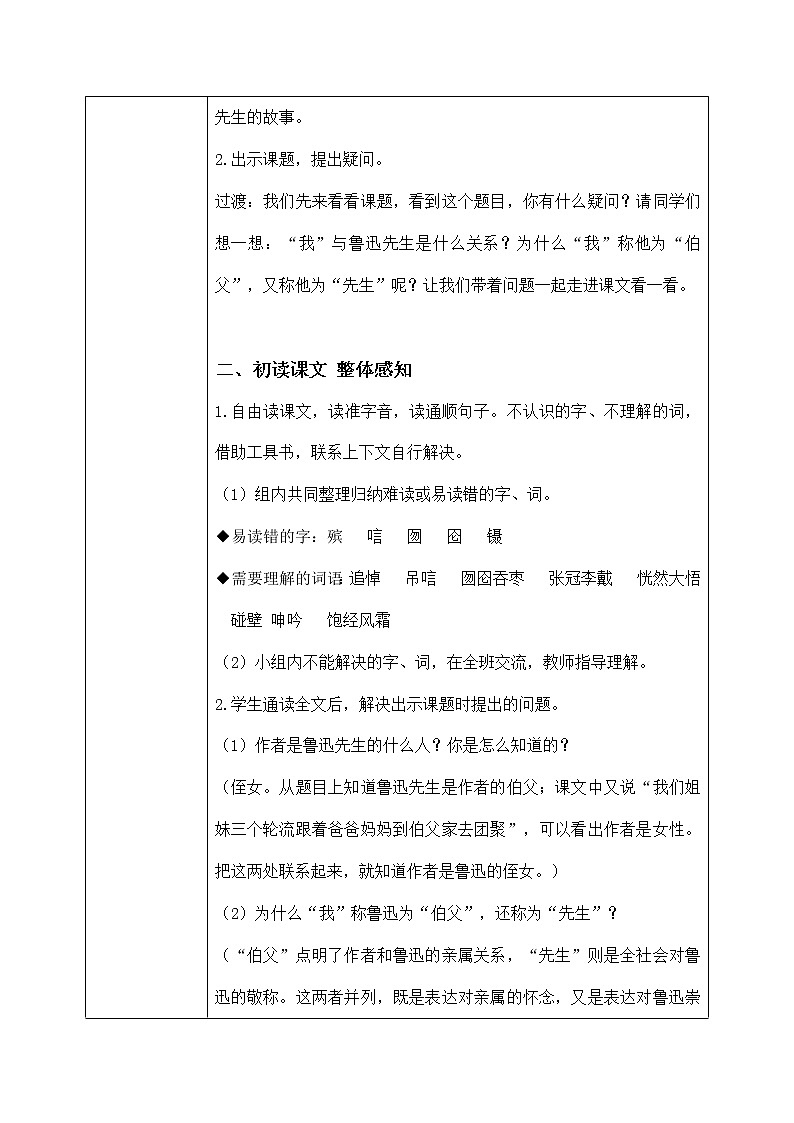 六年级上册《我的伯父鲁迅先生》课件PPT+教案+练习（含音视频素材）02