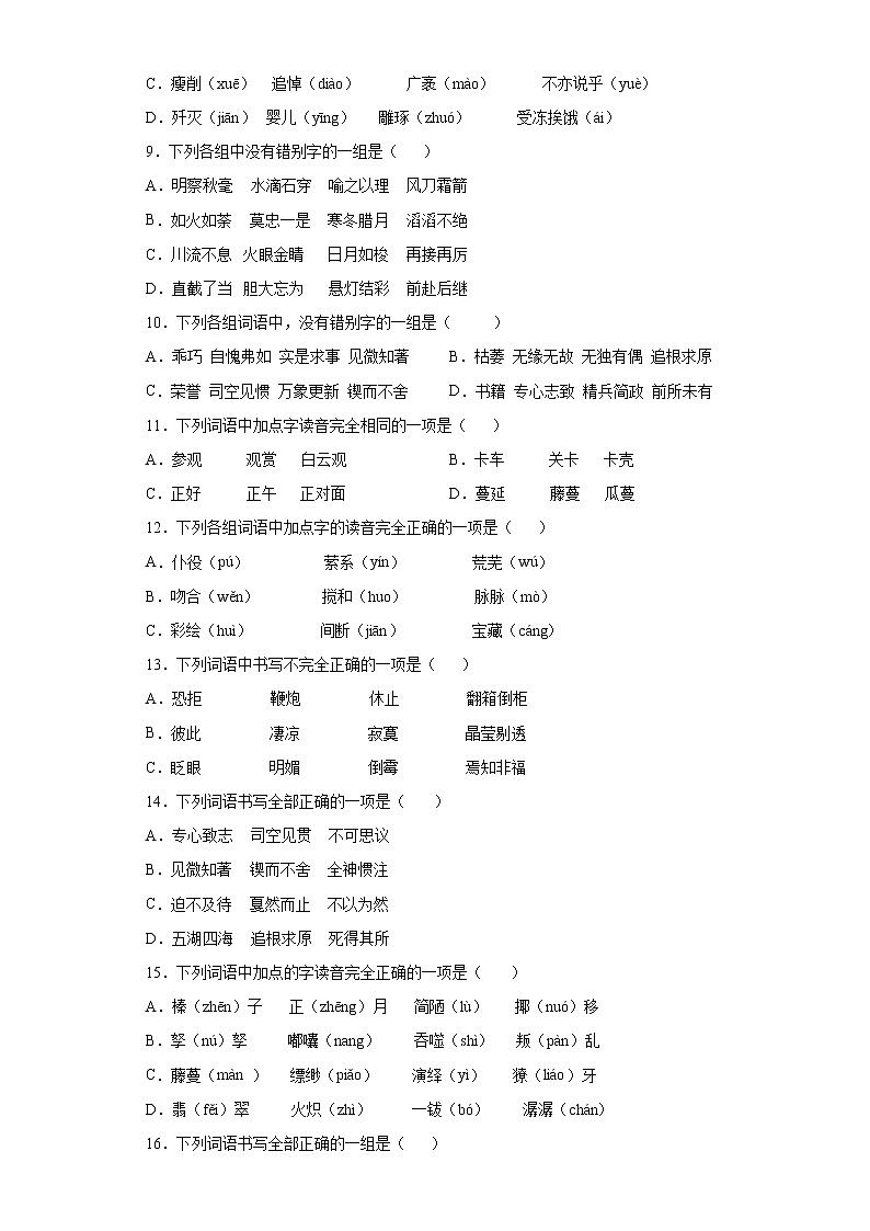 小升初复习字音、字形专项突破练习-（试题）部编版语文六年级下册第2页