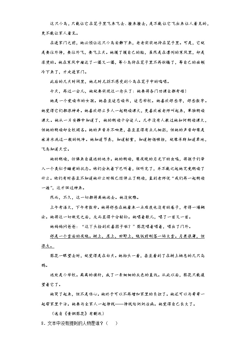 小升初课外阅读+专项突破-（试题）部编版语文六年级下册03